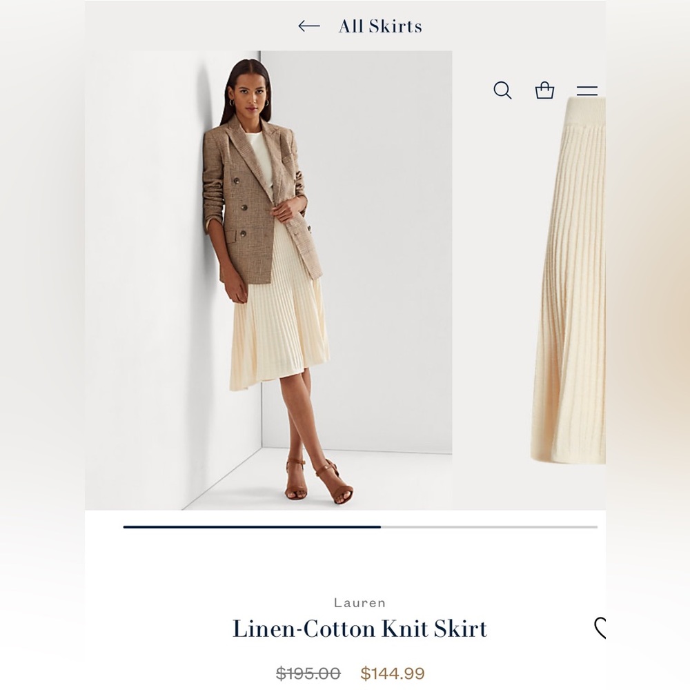RALPH LAUREN- Linen-Cotton Knit Skirt